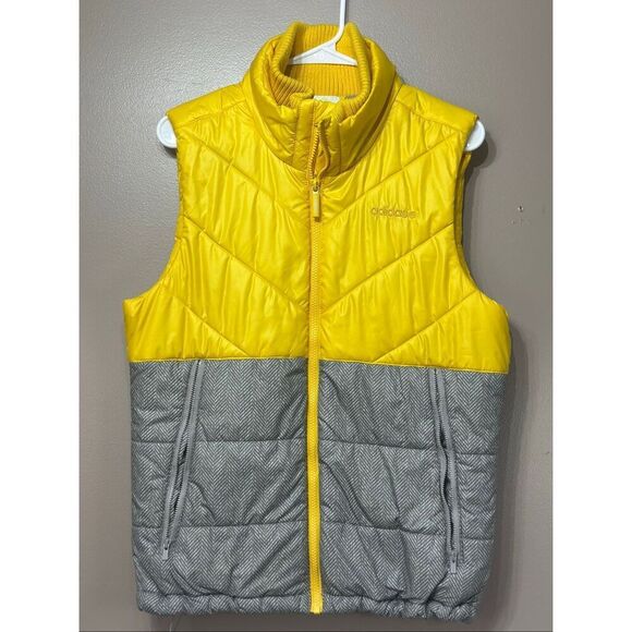 NWOT Adidas Neo Sports Padded Yellow & Gray Puffer Vest Women's Small - Picture 2 of 11